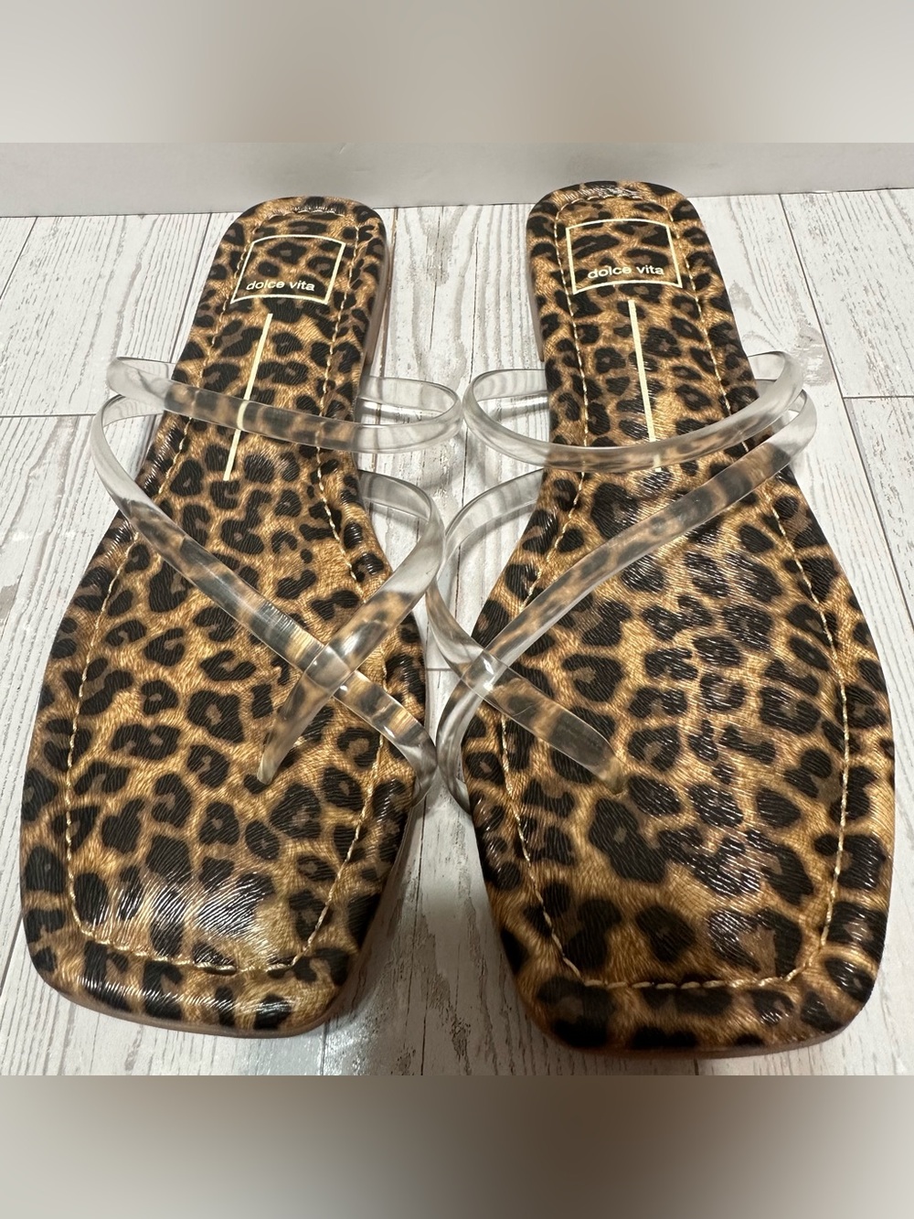 NWT- Dolce Vita ‘Leanna’ Slide Sandal in Leopard Vinyl, Sz 7.5